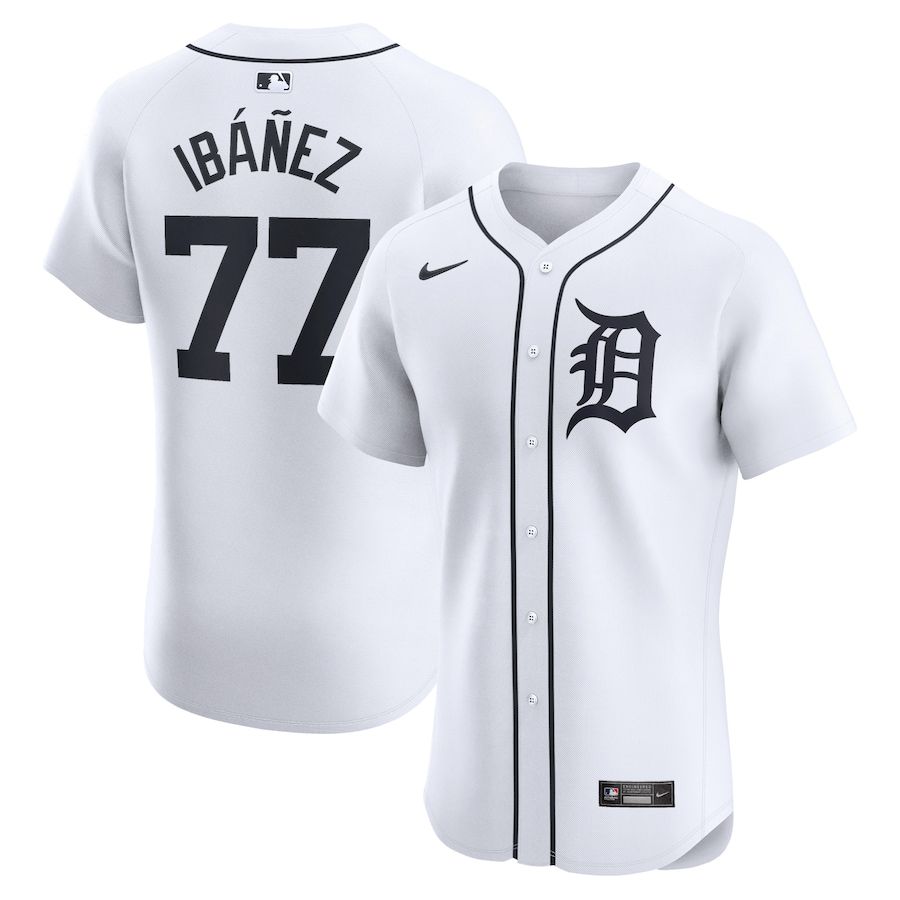 Men Detroit Tigers 77 Andy Ibanez Nike White Home Elite Player MLB Jersey